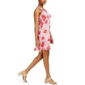 Bar III Printed Trapeze Dress, Pink/Red
